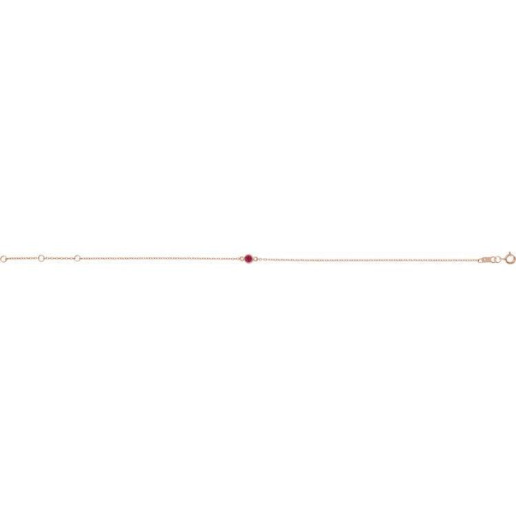 14K Rose Gold Natural Ruby Bezel-Set Solitaire 6 1/2-7 1/2" Bracelet