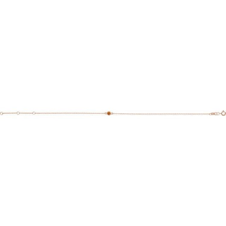 14K Rose Gold Natural Citrine Bezel-Set Solitaire 6 1/2-7 1/2" Bracelet