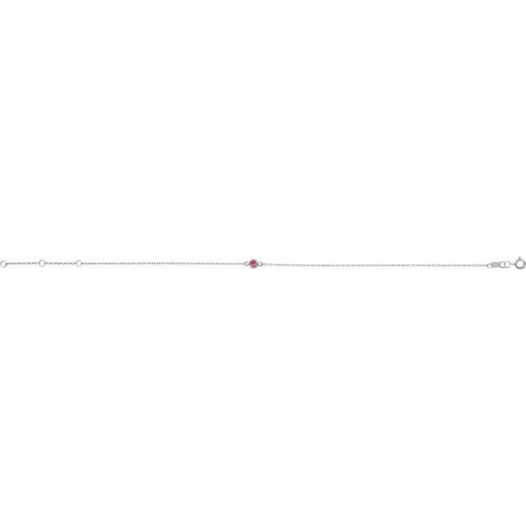 Platinum Natural Pink Tourmaline Bezel-Set Solitaire 6 1/2-7 1/2" Bracelet