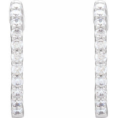 14K White Gold 3/4 CTW Lab-Grown Diamond Inside-Outside Hinged 17.2 mm Hoop Earrings