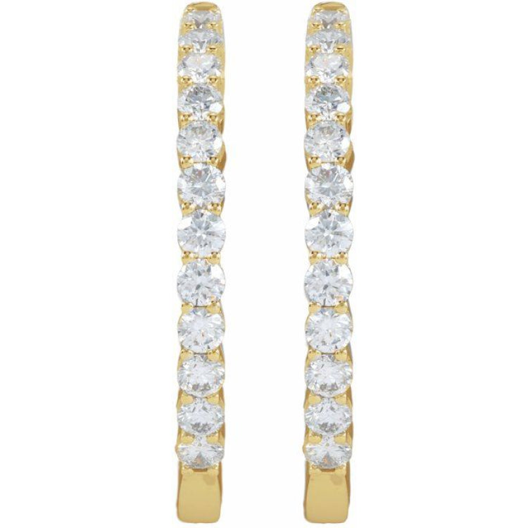 14K Yellow Gold 3 CTW Natural Diamond Inside-Outside Hinged 30 mm Hoop Earrings