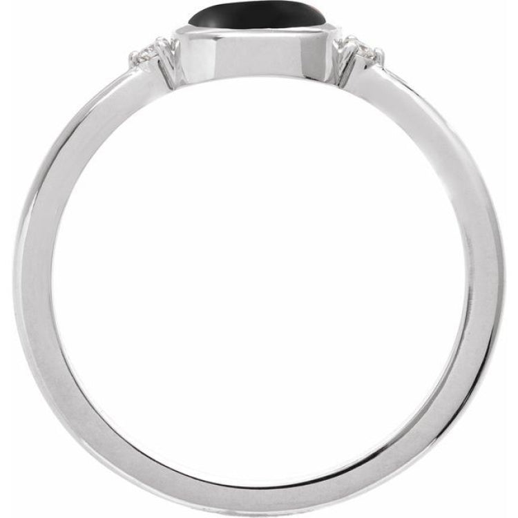 Sterling Silver 6 mm Round Natural Black Onyx & .03 CTW Natural Diamond Ring