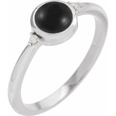 Platinum 8 mm Round Natural Black Onyx & .03 CTW Natural Diamond Ring