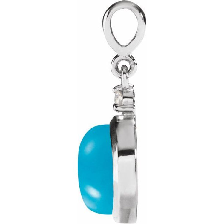 Platinum 6 mm Natural Turquoise & .03 CT Natural Diamond Pendant
