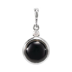 Sterling Silver 6 mm Natural Black Onyx & .03 CT Natural Diamond Cabochon Pendant