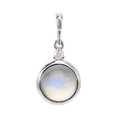 Sterling Silver 6 mm Natural Rainbow Moonstone & .03 CT Natural Diamond Pendant