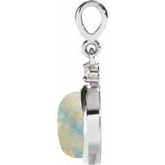 14K White Gold 6 mm Natural White Opal & .03 CT Natural Diamond Pendant