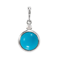 Sterling Silver 6 mm Natural Turquoise & .03 CT Natural Diamond Pendant