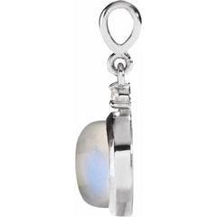 Sterling Silver 8 mm Natural Rainbow Moonstone & .03 CT Natural Diamond Pendant