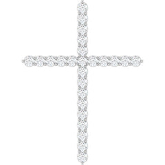 14K White Gold 1 CTW Natural Diamond Cross Pendant