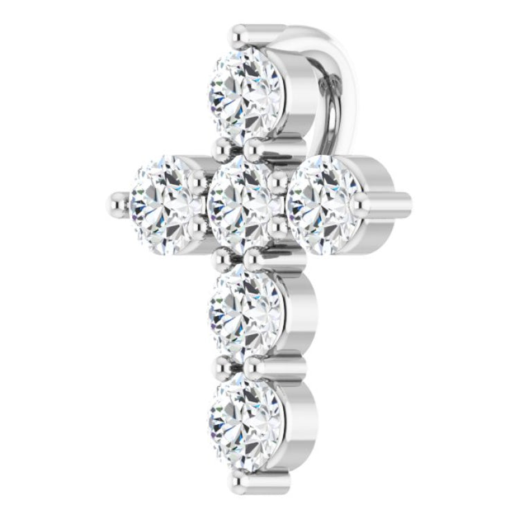 14K White Gold 1/4 CTW Lab-Grown Diamond Cross Pendant