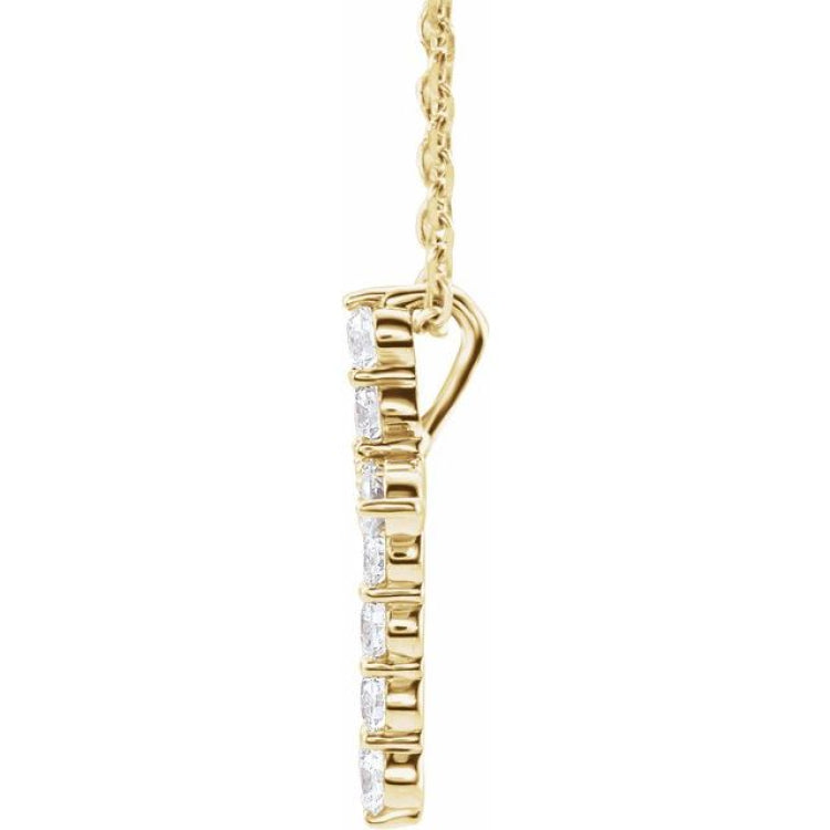 14K Yellow Gold 1/4 CTW Lab-Grown Diamond Cross 16-18" Necklace