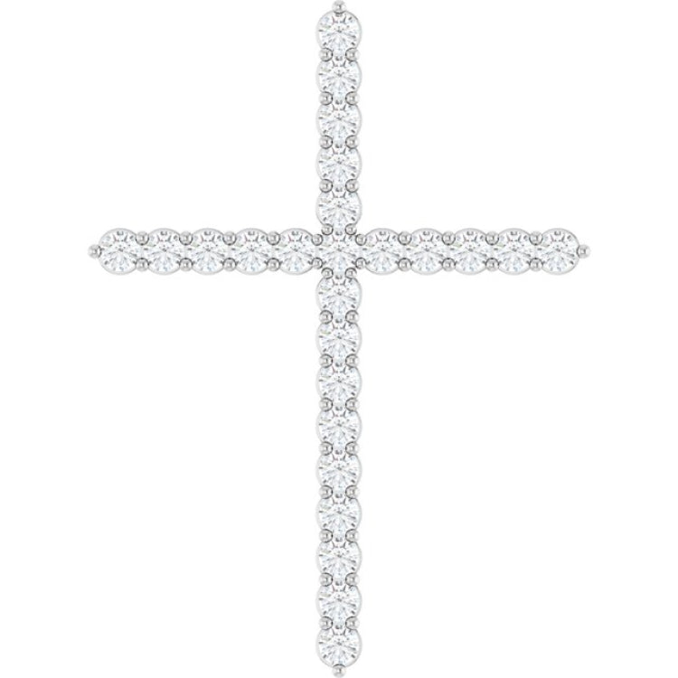 14K White Gold 1 CTW Lab-Grown Diamond Cross Pendant
