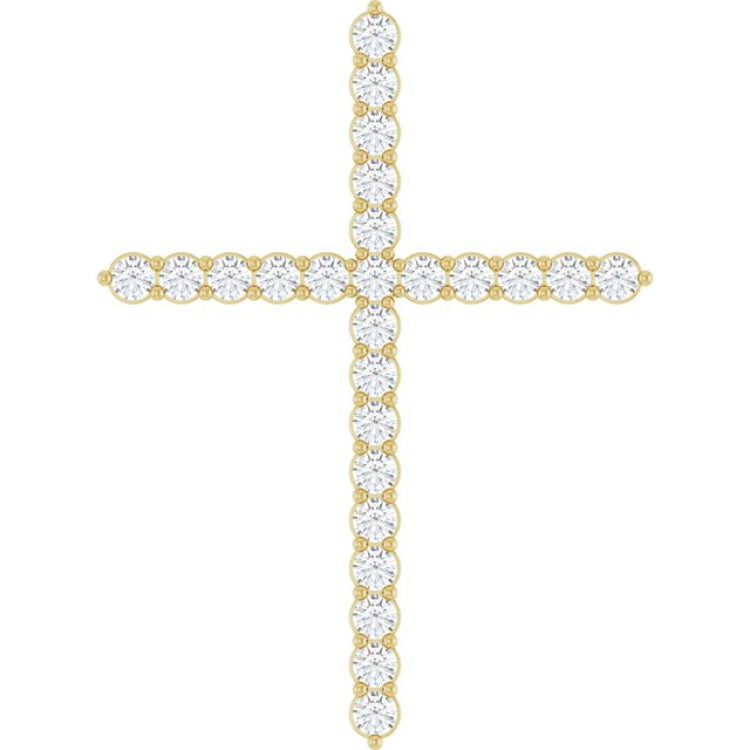 14K Yellow Gold 1 CTW Lab-Grown Diamond Cross Pendant