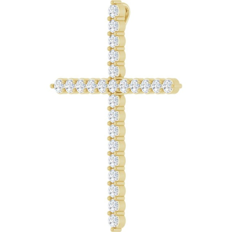 14K Yellow Gold 1 CTW Lab-Grown Diamond Cross Pendant