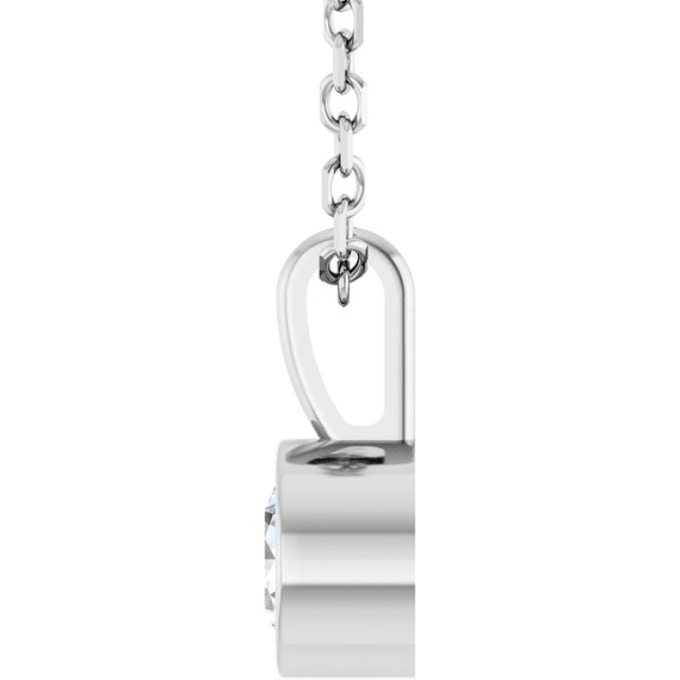 14K White Gold 1/4 CT Lab-Grown Diamond Bezel-Set Solitaire 16-18" Necklace