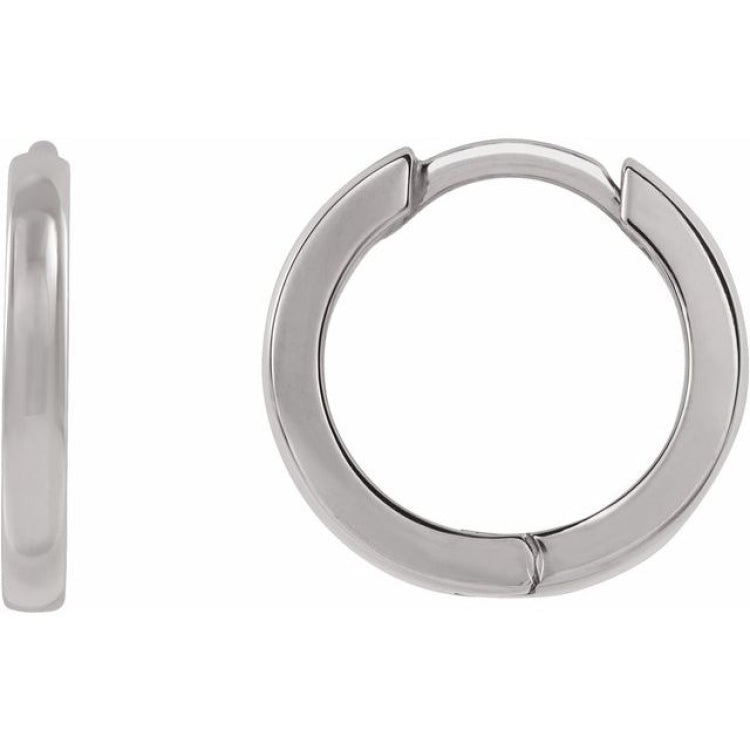 18K White Gold Hinged 12.5 mm Hoop Earring
