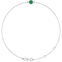 14K White Gold Lab-Grown Emerald 6 1/2-7 1/2" Bracelet