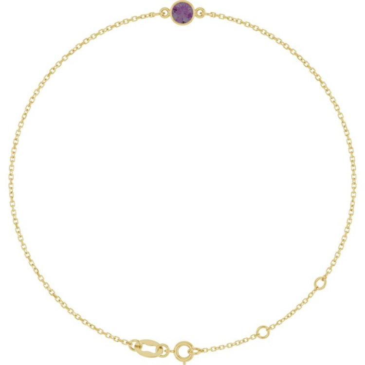 14K Yellow Gold Lab-Grown Alexandrite 6 1/2-7 1/2" Bracelet