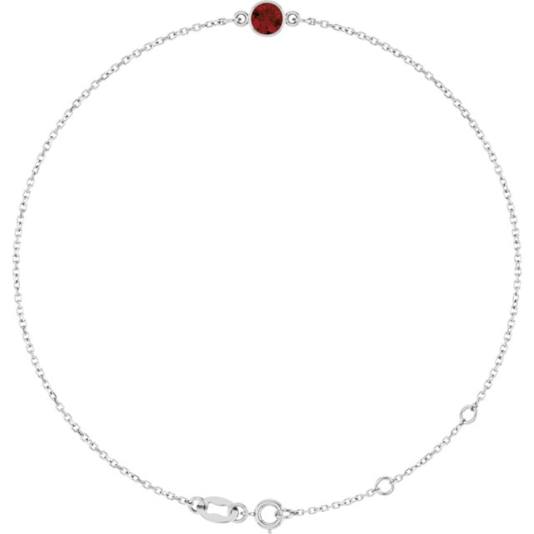14K White Gold Natural Mozambique Garnet 6 1/2-7 1/2" Bracelet