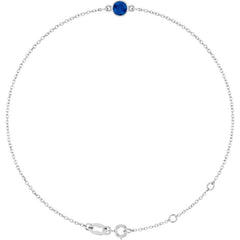 14K White Gold Natural Blue Sapphire 6 1/2-7 1/2" Bracelet