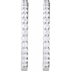 14K White Gold 5 CTW Lab-Grown Diamond Inside-Outside Hinged 37.8 mm Hoop Earrings