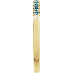 14K Yellow Gold Natural London Blue Topaz Stackable Ring