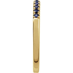 14K Yellow Gold Lab-Grown Blue Sapphire Stackable Ring