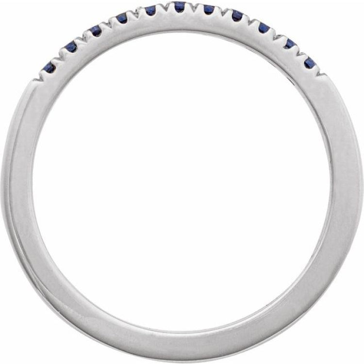14K White Gold Lab-Grown Blue Sapphire Stackable Ring