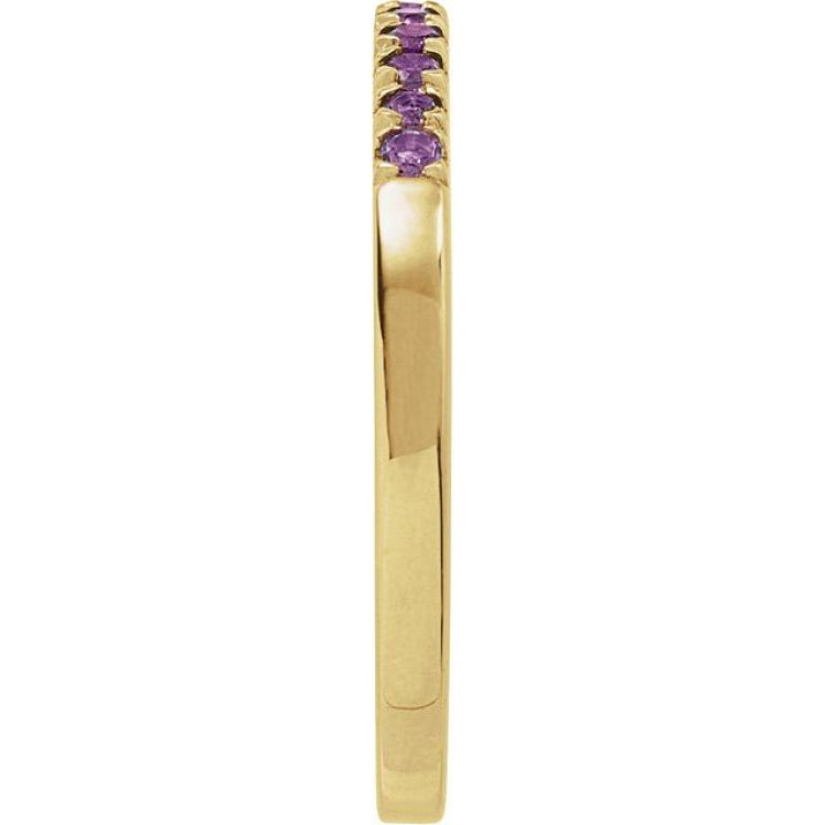 14K Yellow Gold Natural Amethyst Stackable Ring