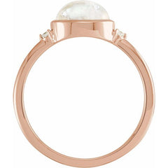 14K Rose Gold Natural Rainbow Moonstone & .03 CTW Natural Diamond Ring