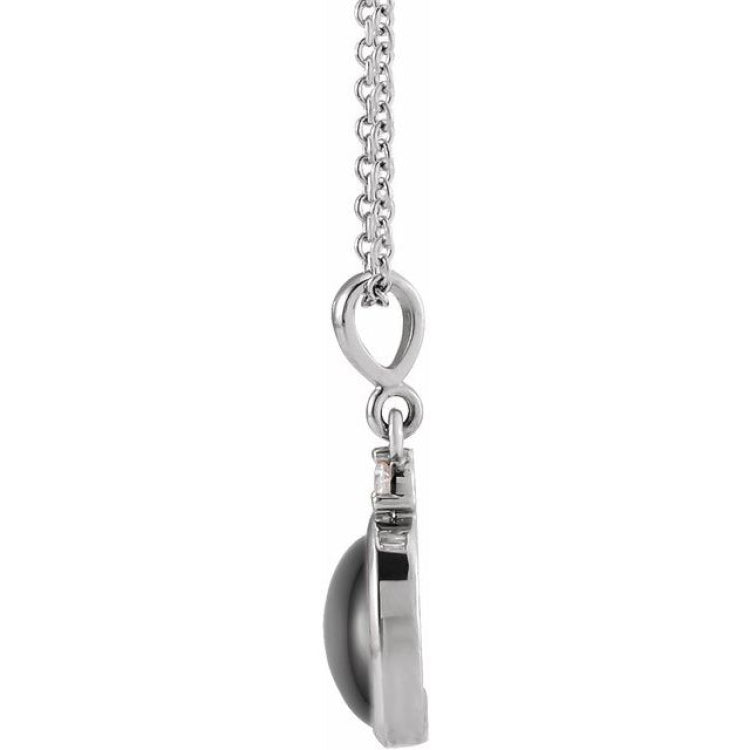 Platinum 12x10 mm Natural Black Onyx & .03 CT Natural Diamond 16-18" Necklace