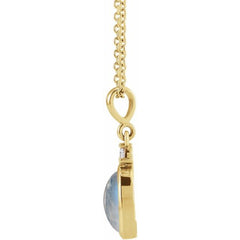 14K Yellow Gold 9x7 mm Natural Rainbow Moonstone & .03 CT Natural Diamond 16-18" Necklace