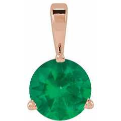 14K Rose Gold Lab-Grown Emerald Pendant