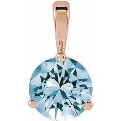 14K Rose Gold Lab-Grown Aqua Sapphire Pendant