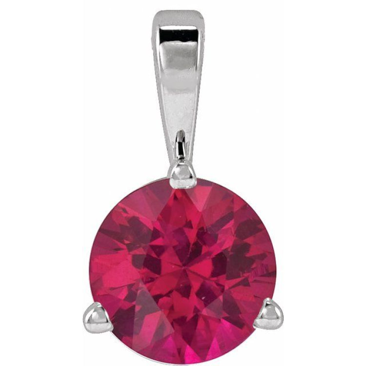 14K White Gold Lab-Grown Ruby Pendant