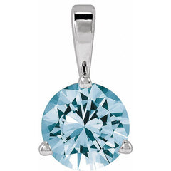 14K White Gold Lab-Grown Aqua Sapphire Pendant