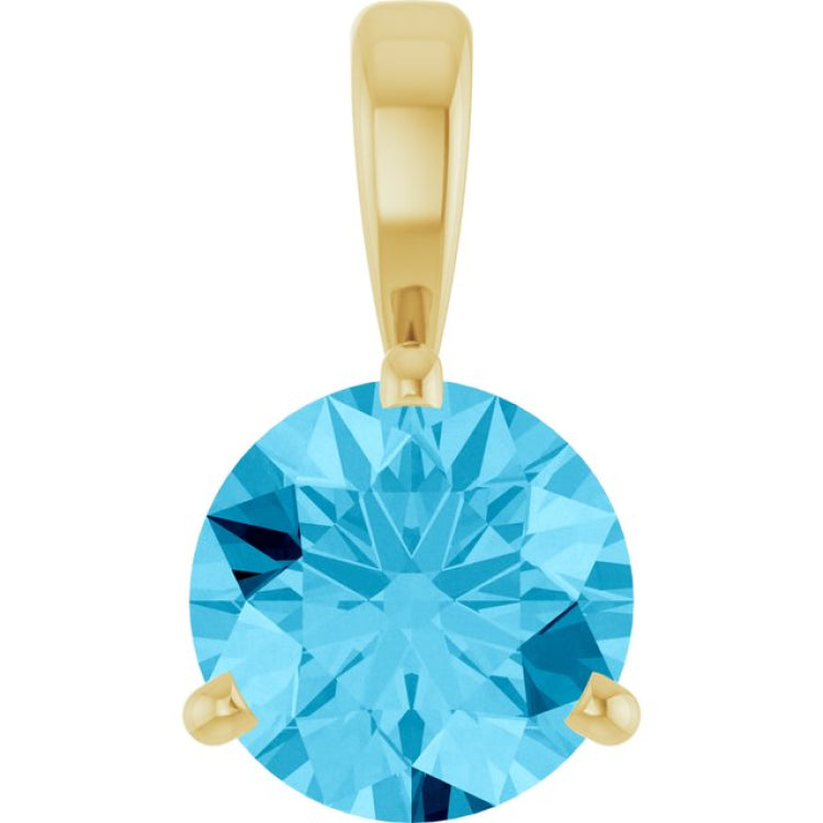 14K Yellow Gold Lab-Grown Aqua Sapphire Pendant
