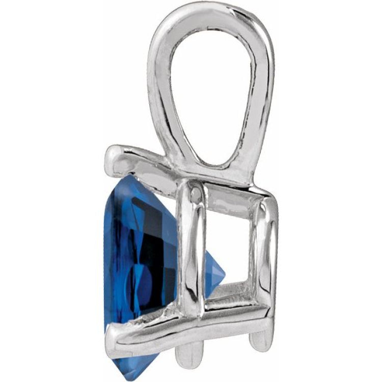 Platinum Lab-Grown Blue Sapphire Pendant