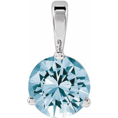 Platinum Lab-Grown Aqua Sapphire Pendant