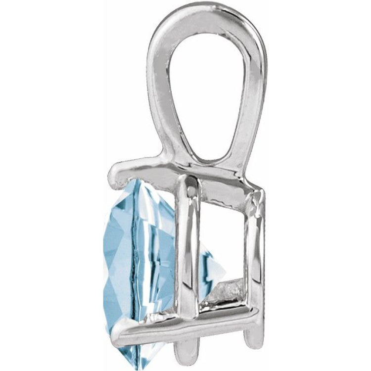 Platinum Lab-Grown Aqua Sapphire Pendant
