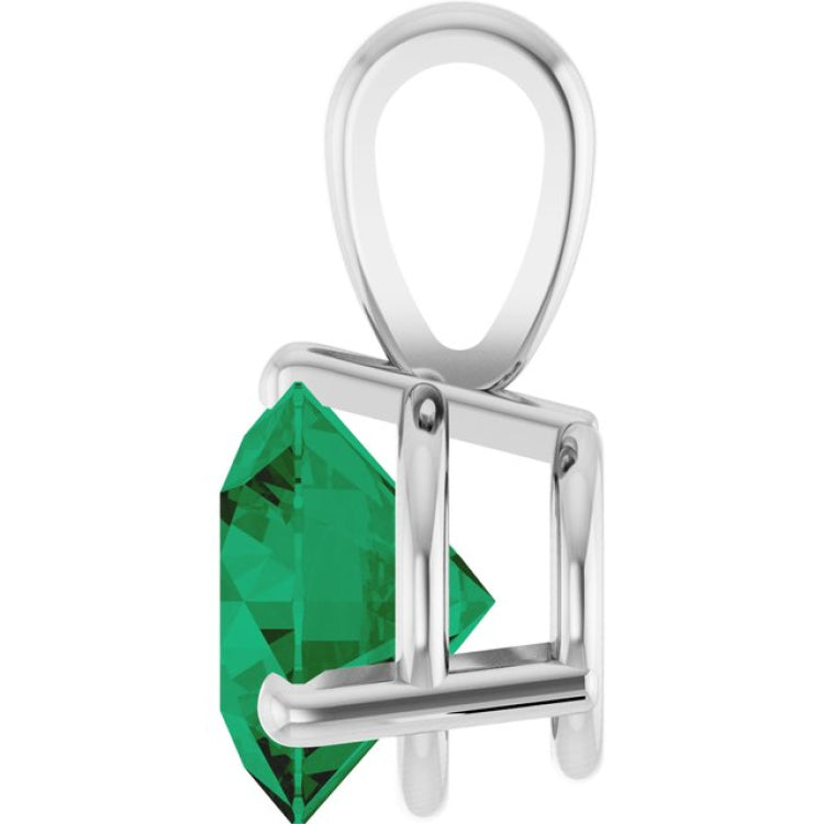 Platinum Lab-Grown Emerald Pendant