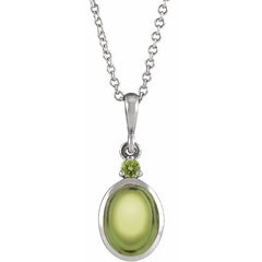 Platinum 8x6 mm Natural Peridot 16-18" Necklace