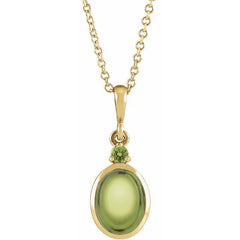 14K Yellow Gold 8x6 mm Natural Peridot 16-18" Necklace