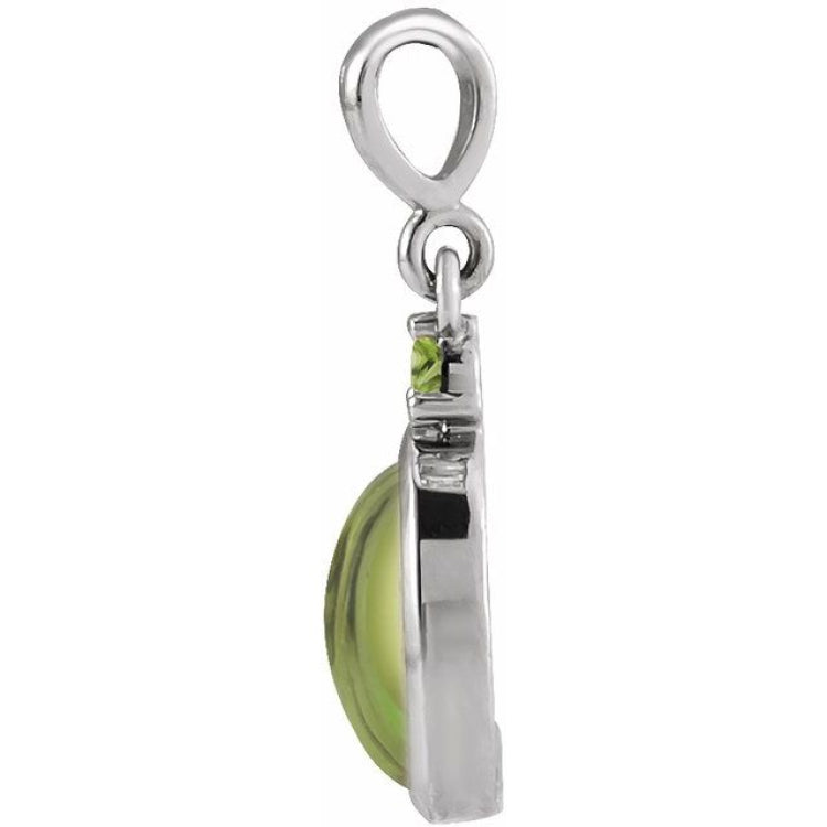 Platinum 6x4 mm Natural Peridot Pendant