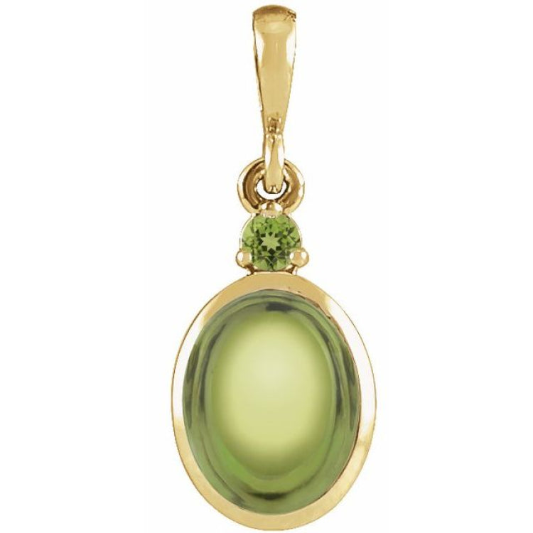 14K Yellow Gold 6x4 mm Natural Peridot Pendant