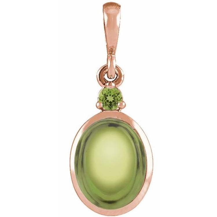 14K Rose Gold 8x6 mm Natural Peridot Pendant