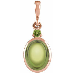 14K Rose Gold 8x6 mm Natural Peridot Pendant