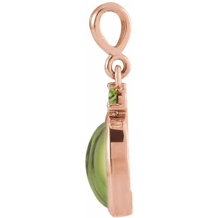 14K Rose Gold 8x6 mm Natural Peridot Pendant