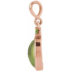 14K Rose Gold 8x6 mm Natural Peridot Pendant